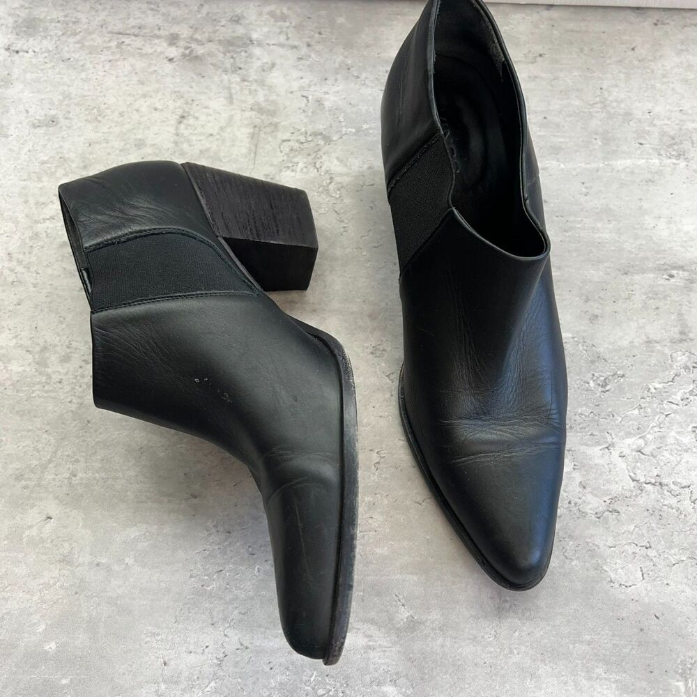 Vince Black Leather Block Heel Formal Chelsea Ankle Booties Womens 10 M